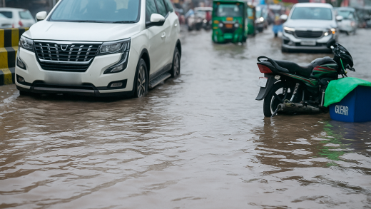 गुरुग्राम में भारी बारिश के बाद जलभराव, लोगों को ऑफिस से घर जाने में भारी मुश्किलें